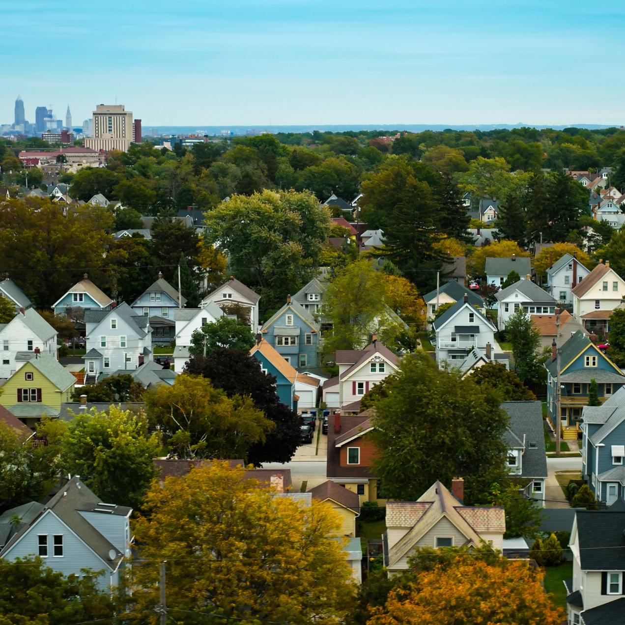 Sky view of neighborhood