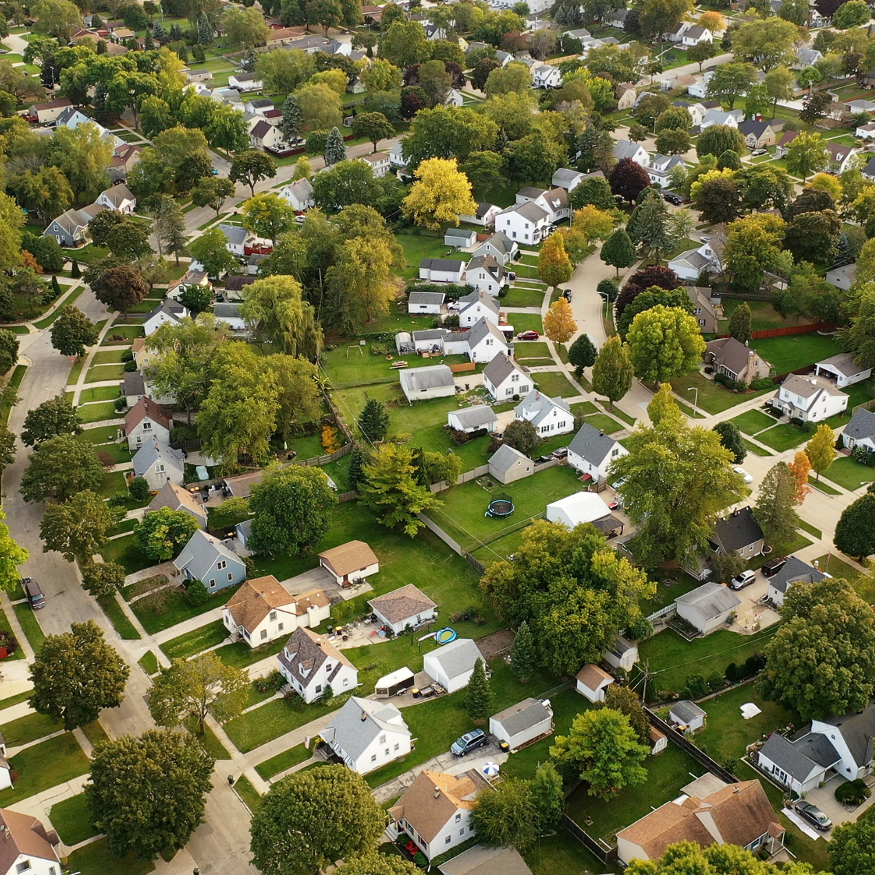 Aerial view of neighborhood