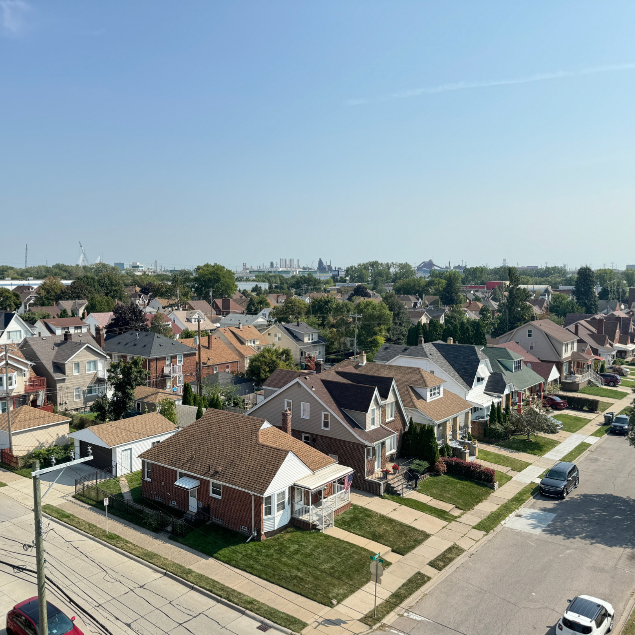 Aerial view of neighborhood